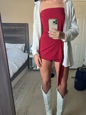 NWT REFINERY Red Wrap-Tie Romper
